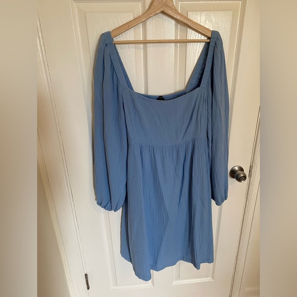 J. Crew Dresses & Skirts - J.crew baby blue soft gauze square neck babydoll dress w/ long sleeves size XLT